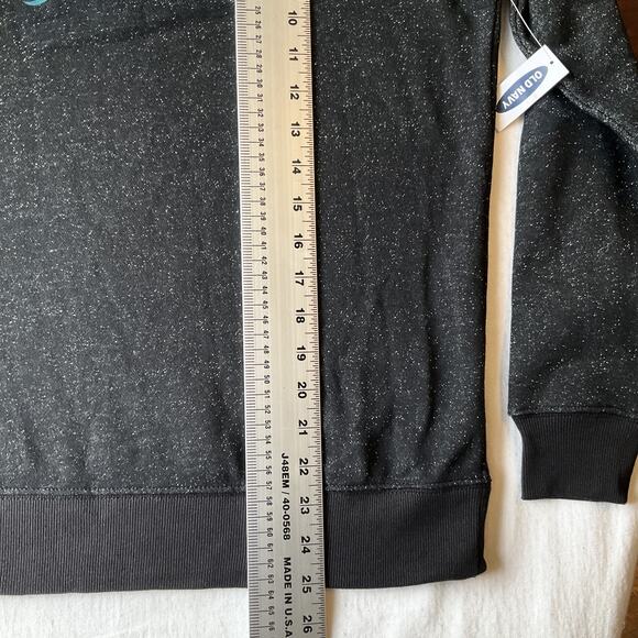 Old Navy Women Sweatshirt XS Black Cotton Nylon Fleece Hello Glitter Long Sleeve - Picture 3 of 8